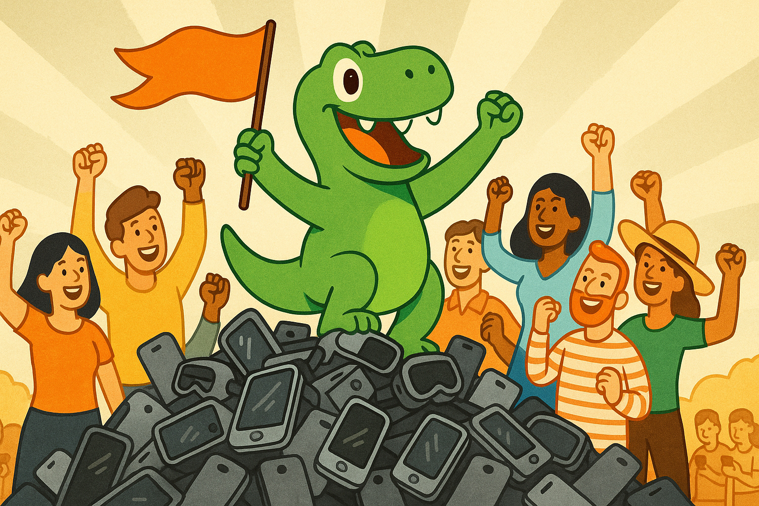 Dinosaur revolution illustration representing building something different
